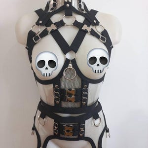 Clear vinyl harness set black trim XS-XXXL