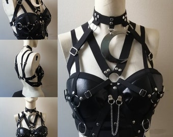 Faux leather harness top (moon)