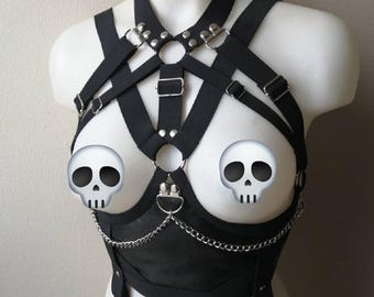 Faux leather chest harness multicolor XS-XXXL