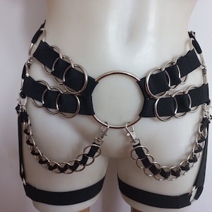 Elastic ringed garter belt gothic lingerie bottoms