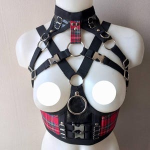 elastic harness tartan pattern XS-XXXL