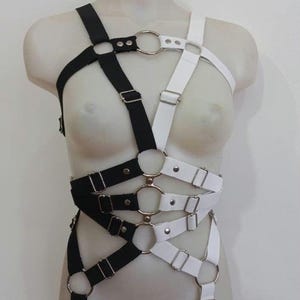 full body elastic harness ( black and white) XS-XXXL