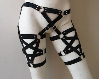 Ligas elásticas con pentagrama en blanco y negro, tallas XS-XXXL