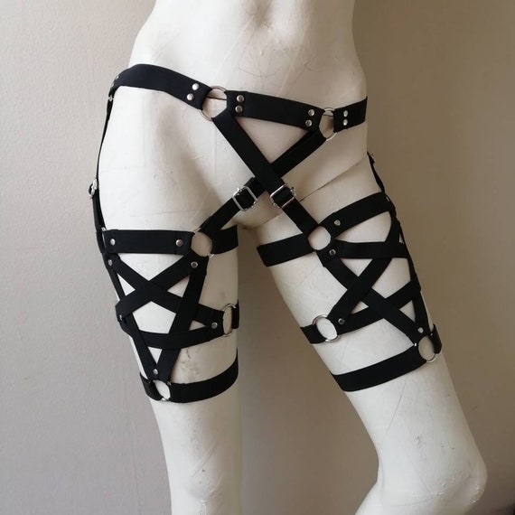 Elastic Pentagram Garters Black and White XS-XXXL