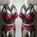 red vegan leather top and garter skirt XS-XXL product logo