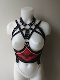Red elastic harness with bat print XS-XXXL product logo