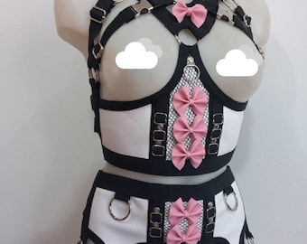 kawaii style harness set white XS-XXXL