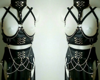 Underbust harness +chained maxi Skirt