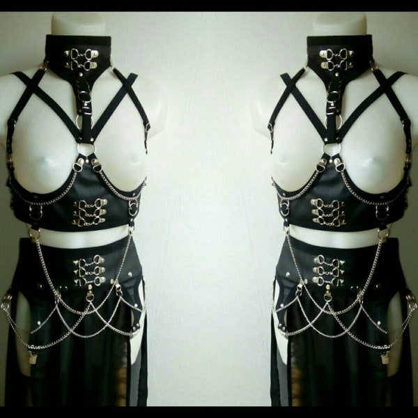 Underbust harness +chained maxi Skirt