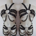 Ringed bra and garter belt set black and white XS-XXXL product logo