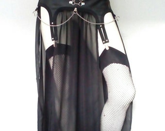 Chained maxi garter skirt black XS-XXXL
