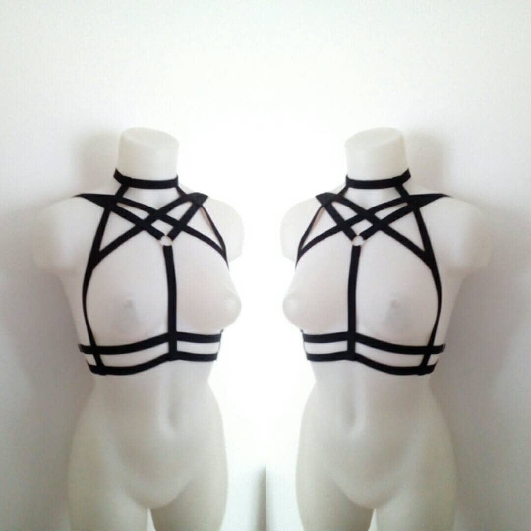 Elastic harness (15mm strap) black and white XS-XXXL