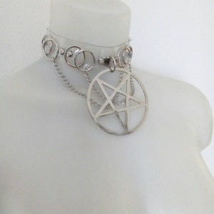 Large pentagram clear vynil choker