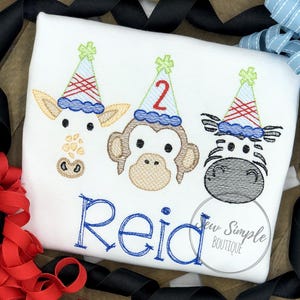 Party Animal birthday shirt, Zoo animal birthday shirt, boys birthday shirt, embroidered shirt, personalized birthday shirt