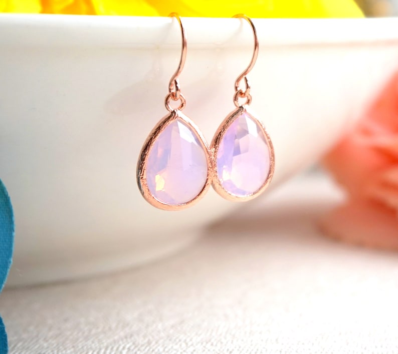 October Birthday Gift Opal Jewelry Rose gold jewelry Pink Opal Birthstone Crystal necklace /& earrings Gifts For Her Gift Mom Dainty Jewelry