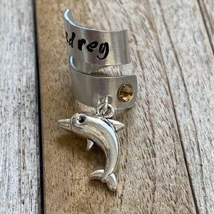 Stethoscope ID Tag with custom birthstone charm, Hand stamped Stethoscope Charm, Nurse Birthday Gift, RN Tag, RN gift, Personalized Id tag
