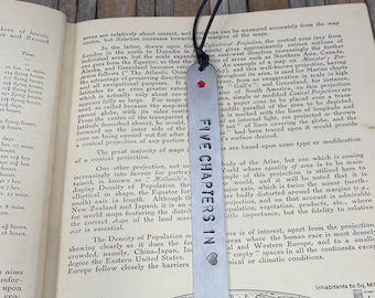 8th Anniversary Bookmark, Tally Mark Bookmarker, Couple Anniversary Gift, Silver Bookmark with Birthstone Crystal, Customized Metal Bookmark