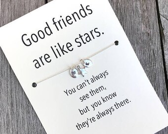Friendship necklace, Bff necklace, Initial jewelry, Friendship jewelry, Best friend necklace, Best friend, Good friends are like stars, A5b