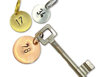 Custom Key Tag, Personalised metal tag DOUBLE SIDED in aluminium or brass, Hotel Key tag, Key label, Name tag