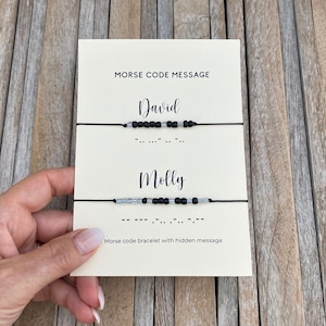 Custom Name Morse code bracelet for couples, Matching  Bracelets for boyfriend and girlfriend, Morse code, Beaded bracelet, Love Bracelet