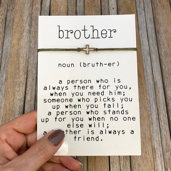 Brother bracelet, brother gift, Mens cord bracelet, Big brother, Friendship bracelet, Stocking stuffer for men,  Mens cross bracelet, W