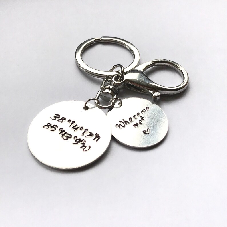 Coordinate Keychain GPS Keychain Custom Keychain Etsy