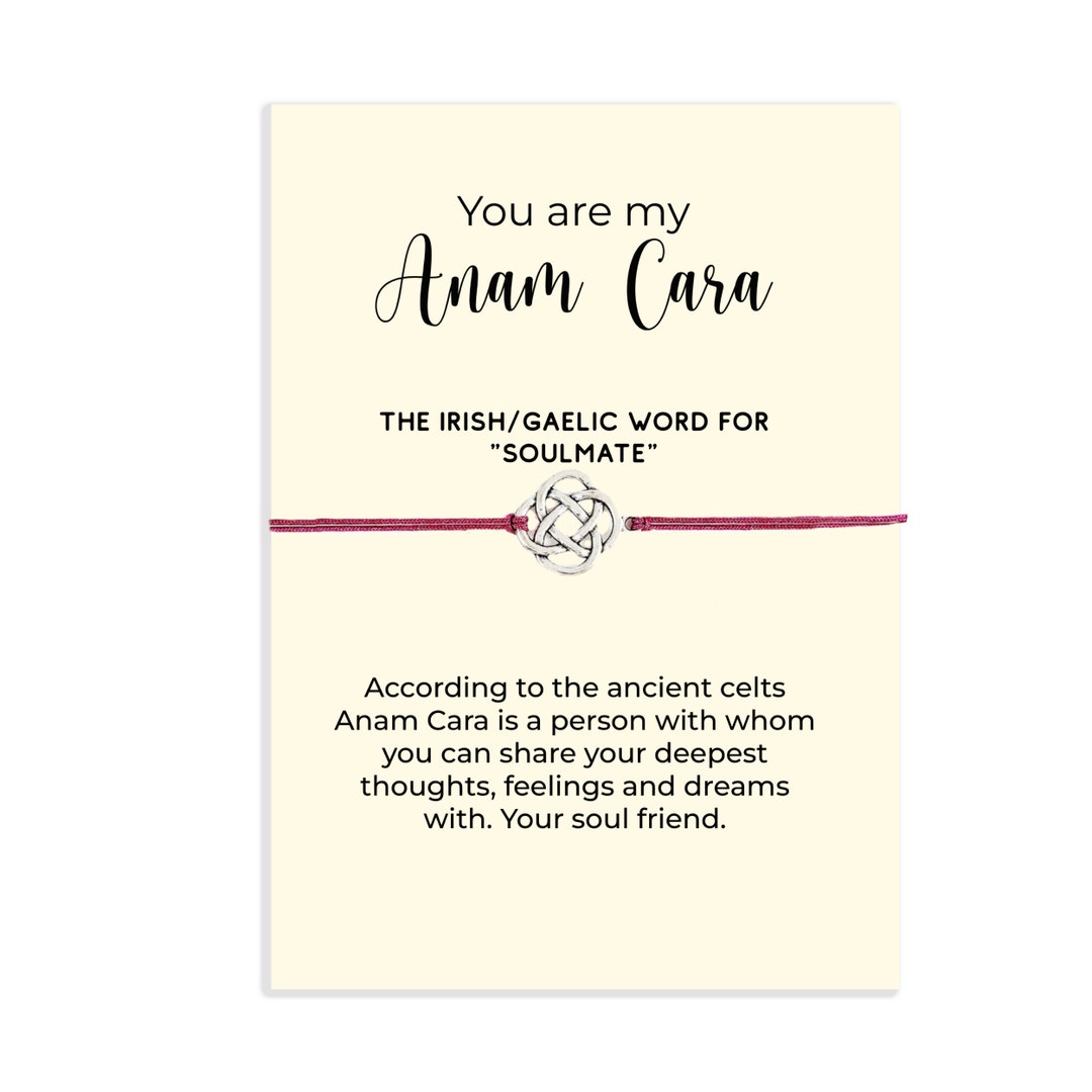 Anam Cara Soulmate Friendship Bracelet Gift, Keepsake Message