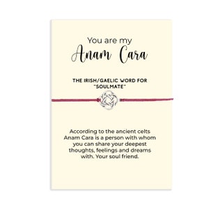Anam Cara Soulmate Freundschaftsarmband Geschenk, Andenken Nachricht Zitat Karte, Keltischer Knoten Armband für beste Freundin, Freundschaftsgeschenk