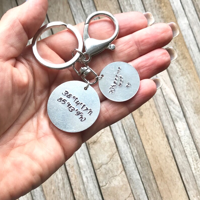 Coordinate Keychain GPS Keychain Custom Keychain Etsy