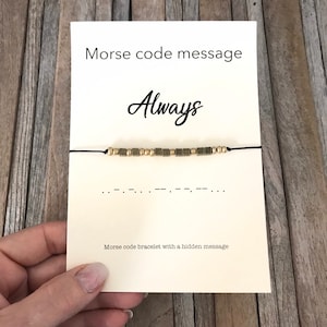 Always morse code bracelet, Morse code gift, Girlfriend gift, Secret message bracelet, Boyfriend bracelet, Love bracelet, Always and forever