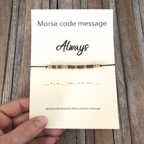 Always morse code bracelet, Morse code gift, Girlfriend gift, Secret message bracelet, Boyfriend bracelet, Love bracelet, Always and forever