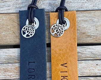 Hand Stamped Bookmark with silver charm, Personalized Leather Bookmark, Book Lovers Gift, Leather Book Markers, Custom Bookmark with tassel