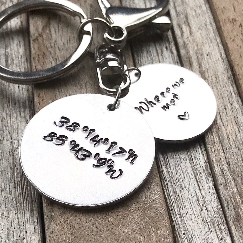 Coordinate Keychain GPS Keychain Custom Keychain Etsy