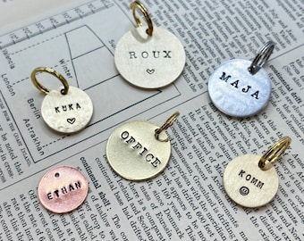 Custom Engraved Hand stamped metal tag, Punched key tag, key fob, pet tag, custom engraved tag, hotel key tag, Personalized ID or Name Tag