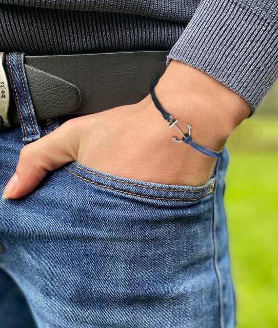 schommel Modieus Bederven Zilveren Anker armband voor man Mannen armband met anker - Etsy Nederland