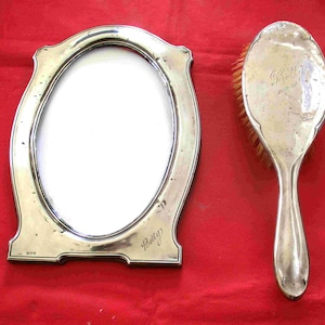 Antique Sterling Silver Photograph Frame and Hairbrush “Betty”