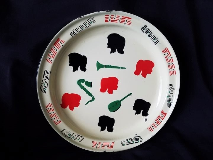 Massif 20 - 50.5cm 1950S Émaillé Boissons-Serving Tray, 50S Rockabilly Decor, Mid Century Vintage Fr