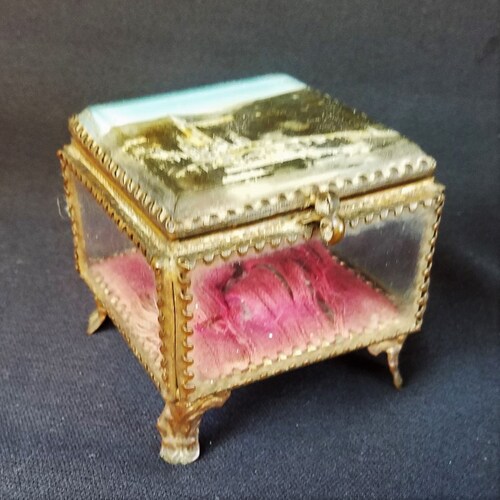 Antique French Ormolu & Glass shops Jewelry Box,Jewellery Storage,Boîte à Bijoux,Jewellery Casket,French Lourdes Trinket Box,French Boudoir Box