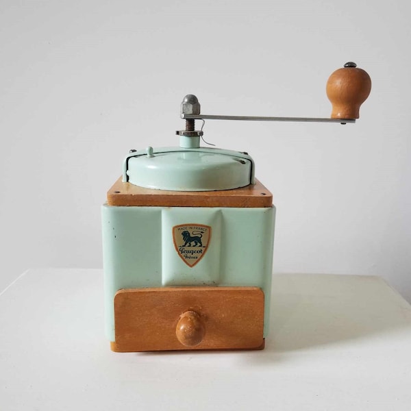 Vintage French 1950's Mint Green Peugeot Frères Coffee Grinder,Moulin à café,Coffee Mill,French Vintage Farmhouse,Kitchen-Home Decor