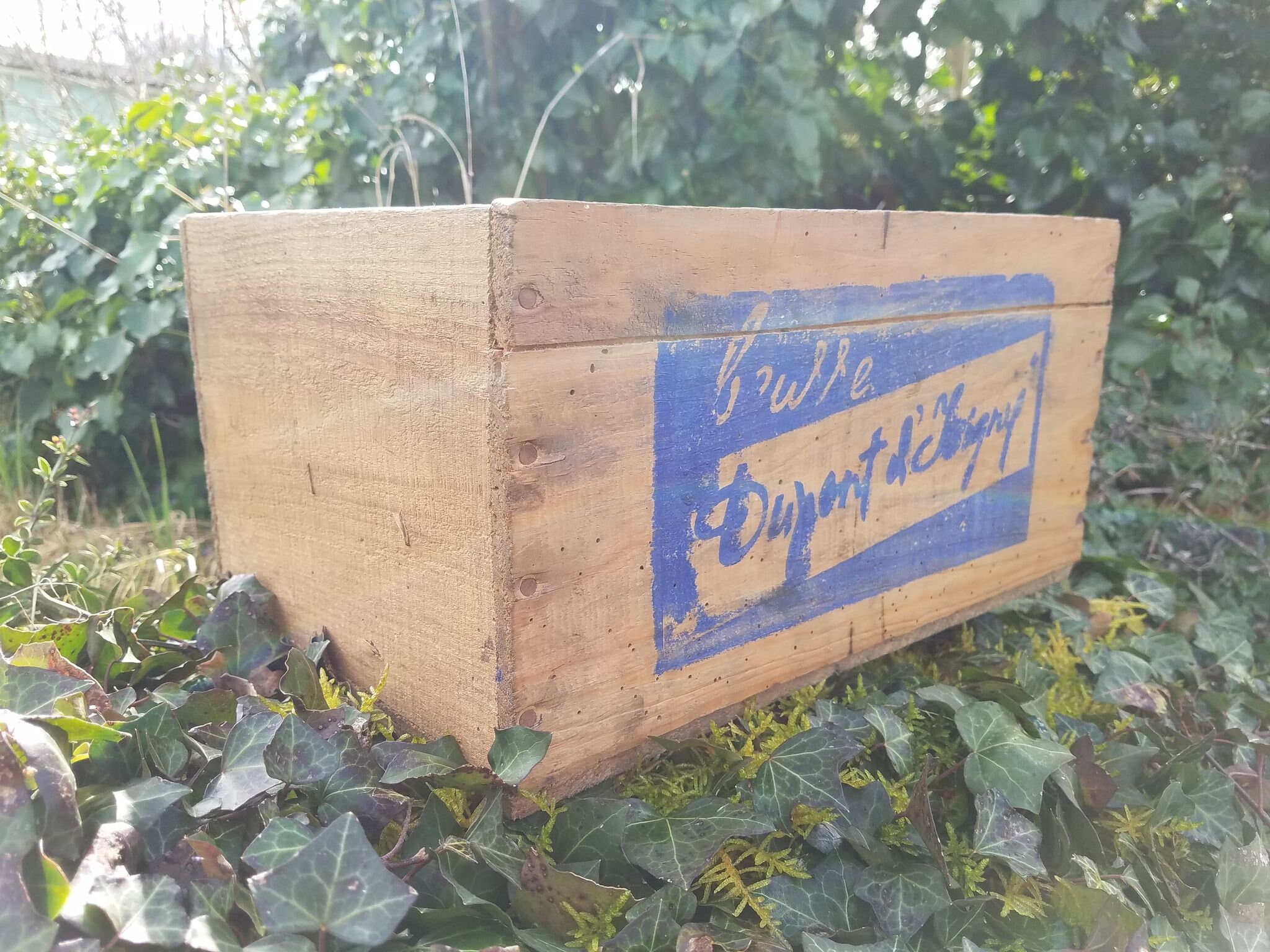 Vieille Caisse d'emballage en Bois Français Vintage, Boîte à Beurre Français, de Rangement Artisanal