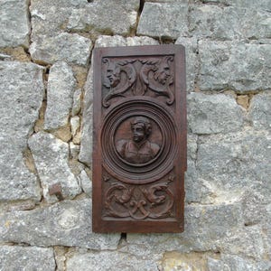 Rare Antique French Hand Carved 18th Century Dark Wood Panel-Plaque-Pediment,French Wood Carved Panel,Antique French Wall-Home-Chateau Decor