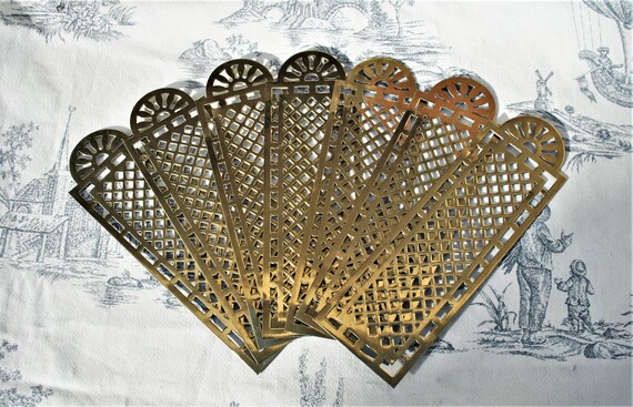 7 Antique French Art Nouveau Brass Door Push Platesfinger Etsy