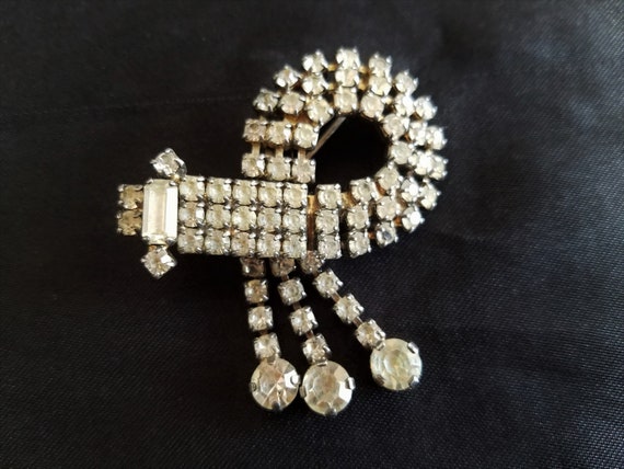 Stunning Twinkly Vintage French Diamante Brooch,L… - image 1