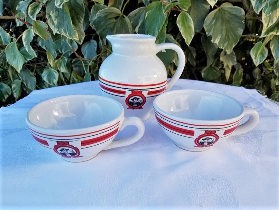 2 Cidres en Céramique Vintage Breton Français - Cidre Kerisac Bowls-Cups & Cider Jug, Home Bar, Fran