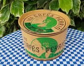 Large Vintage French 1930s Les Cafes Perrin Advertising Metal Tin,French Cafe-Coffee Tin,Vintage Storage,Kitchen-Home Decor,Collectable Tin