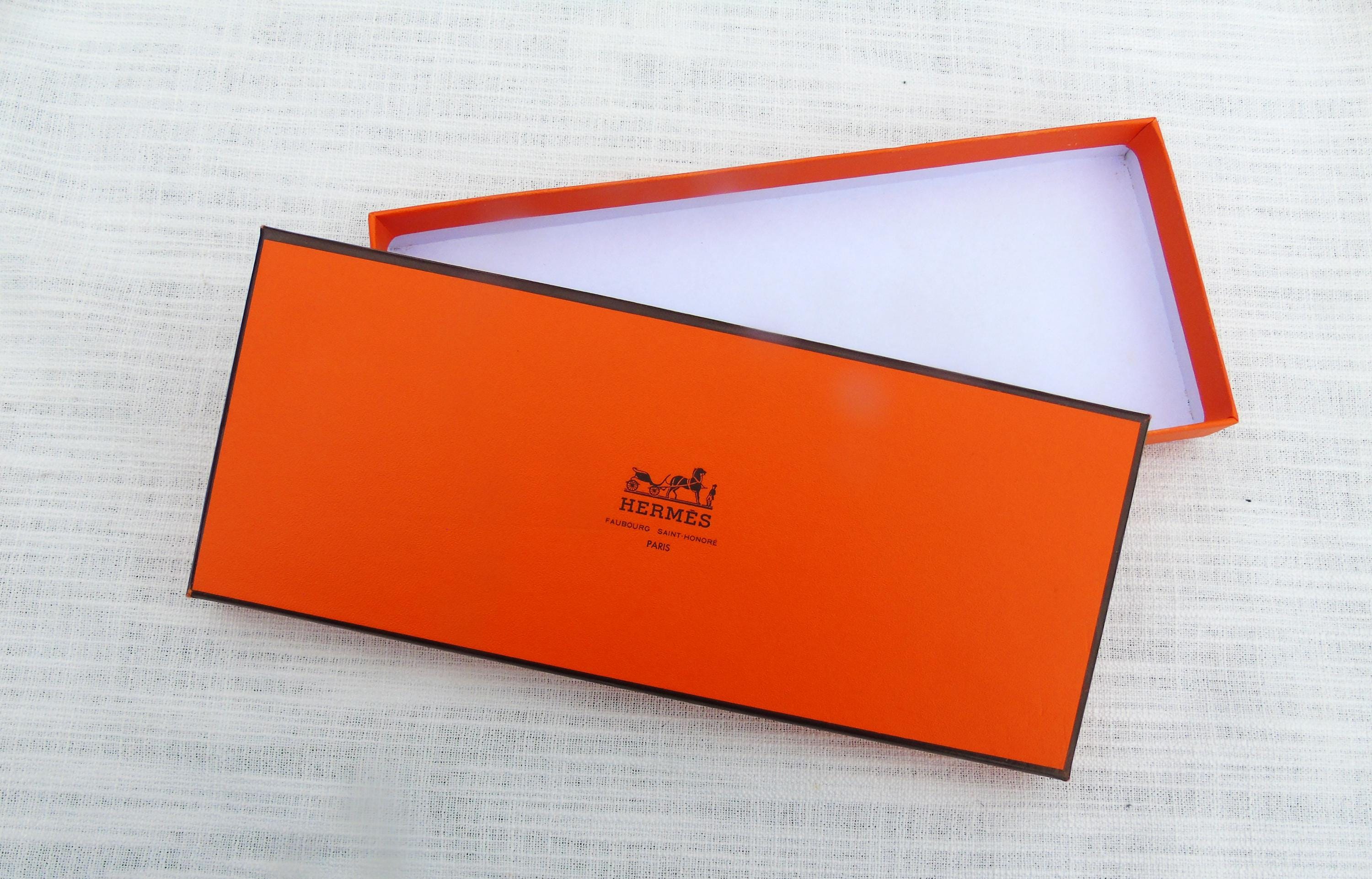 Vintage French Hermes Orange & Black Empty Box-Case-Gift Box,Hermes Paris Display Box,Hermes Jewelry Box,Home-Bedroom Decor,11 x 26 x 2.5 cm