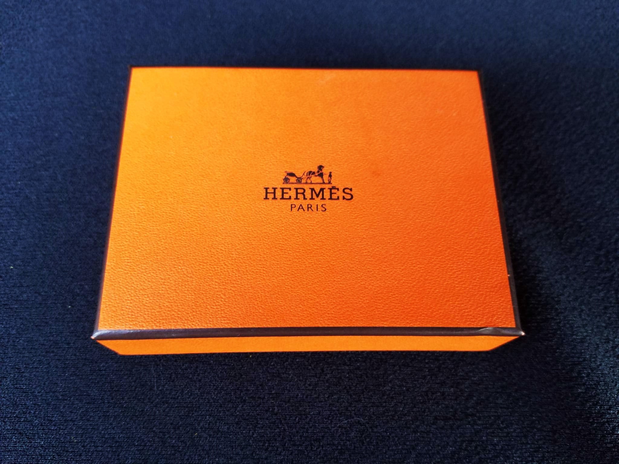 Small Vintage French Hermes Orange & Black Empty Box-case-gift 
