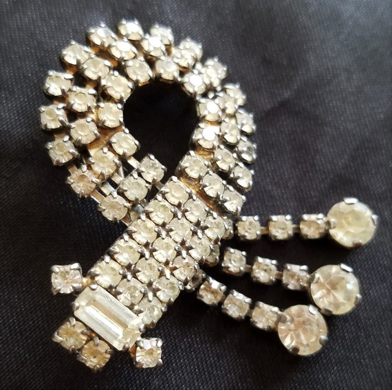 Stunning Twinkly Vintage French Diamante Brooch,L… - image 3