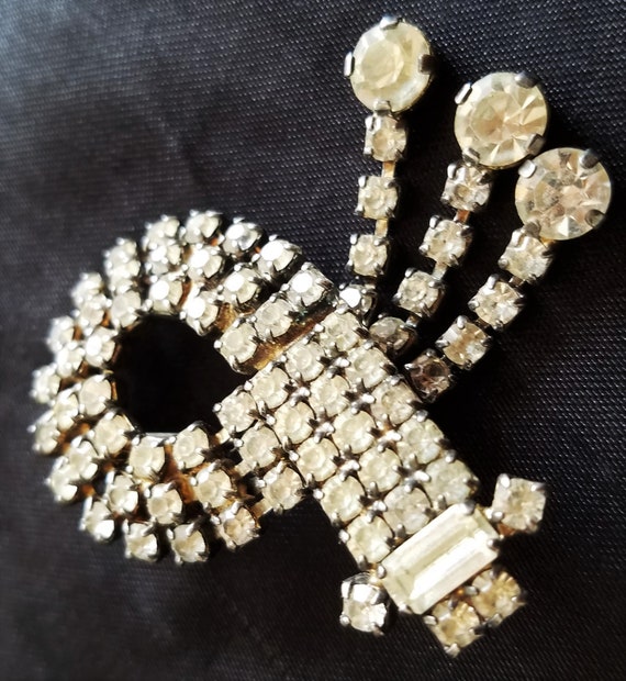 Stunning Twinkly Vintage French Diamante Brooch,L… - image 4