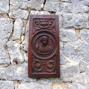 Rare Antique French Hand Carved 18th Century Dark Wood Panel-Plaque-Pediment,French Wood Carved Panel,Antique French Wall-Home-Chateau Decor